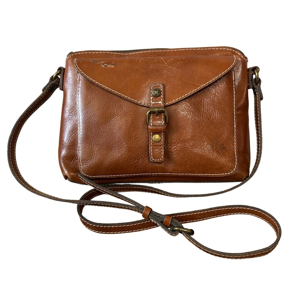 Patricia Nash Brown Leather Crossbody Bag Cognac Small Messenger Pouch